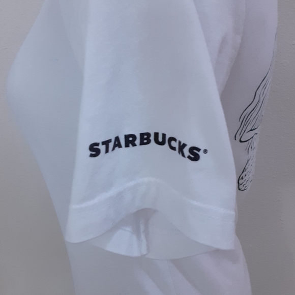 CANVAS, Cotton Rayon Blend, Plain Front, STARBUCKS on sleeve, Twin Tail Siren T - Picture 2 of 8